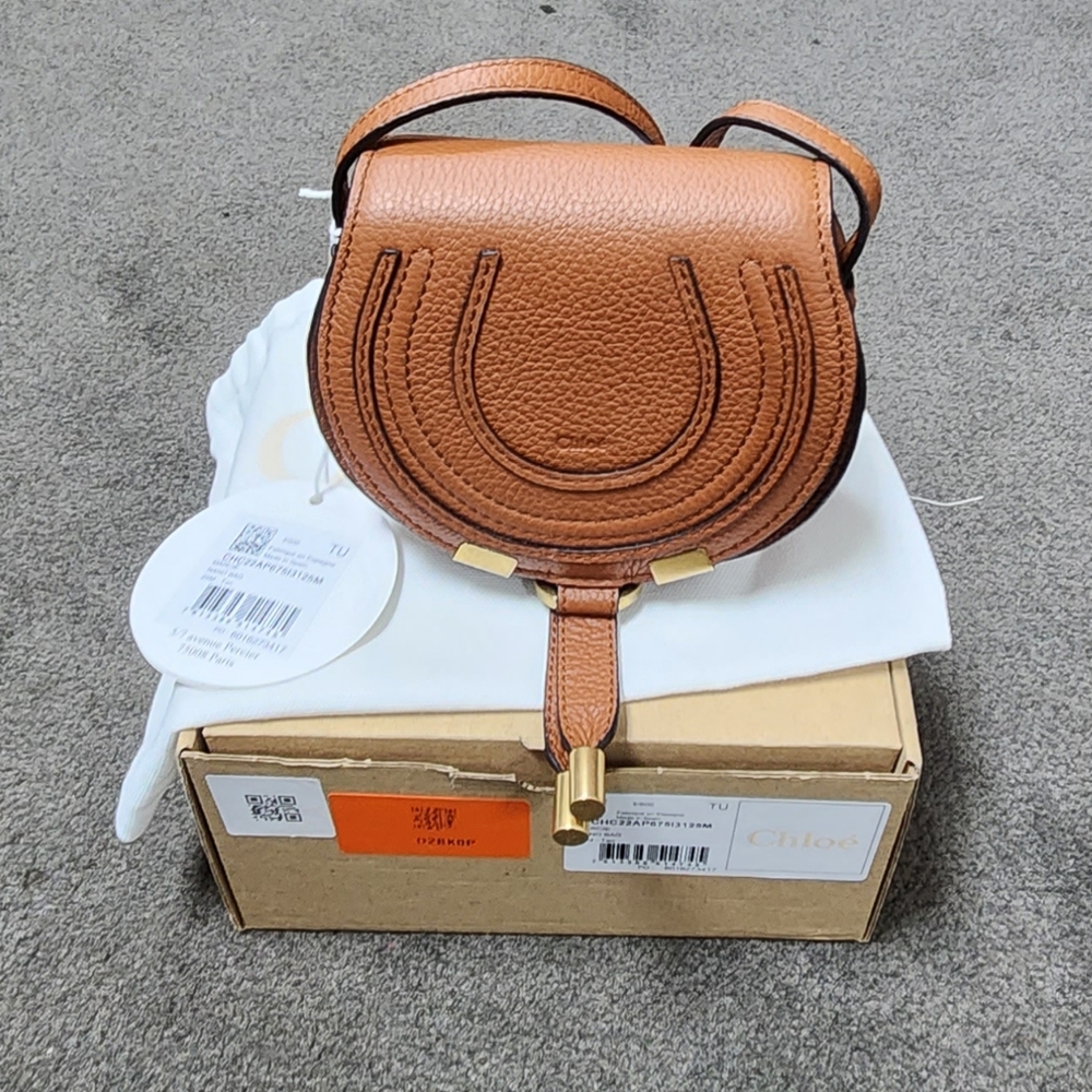 Chloe Marcie Nano Saddle Bag (Tan)